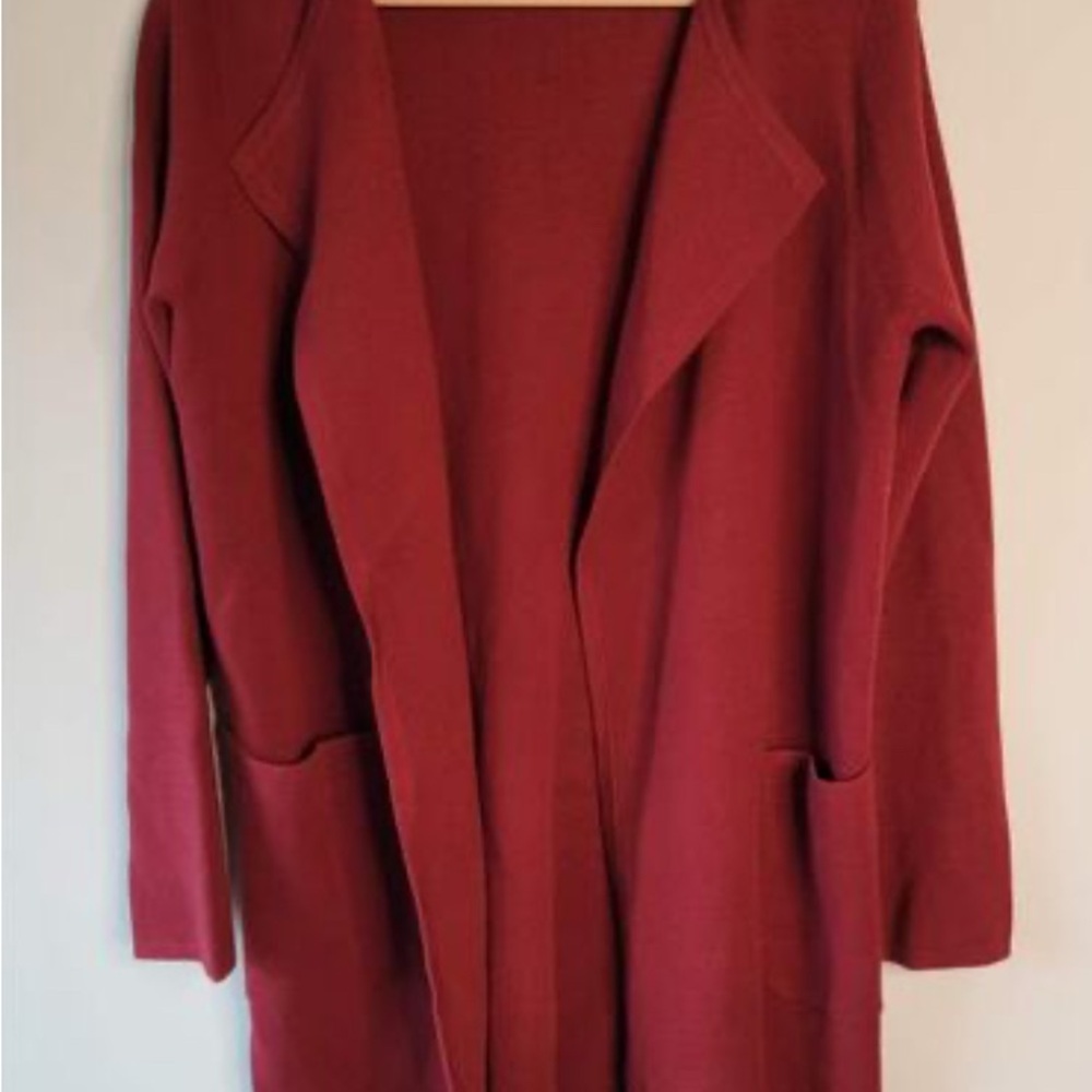 J. Crew 365 Burgundy Open Front Cardigan